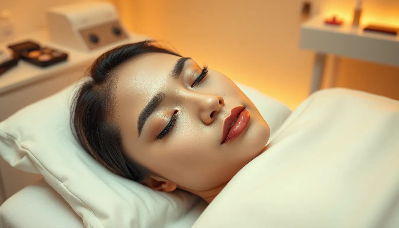 Lash technician applying natural eyelash extensions at Serenity Beaute studio in International Plaza, Tanjong Pagar, Singapore