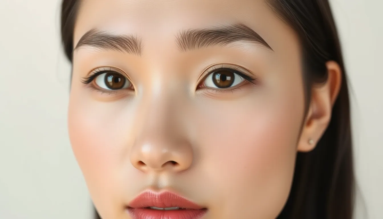 Close-up comparison of 6D and 9D microblading brow techniques on a Southeast Asian woman, showing natural hair-stroke brow embroidery results