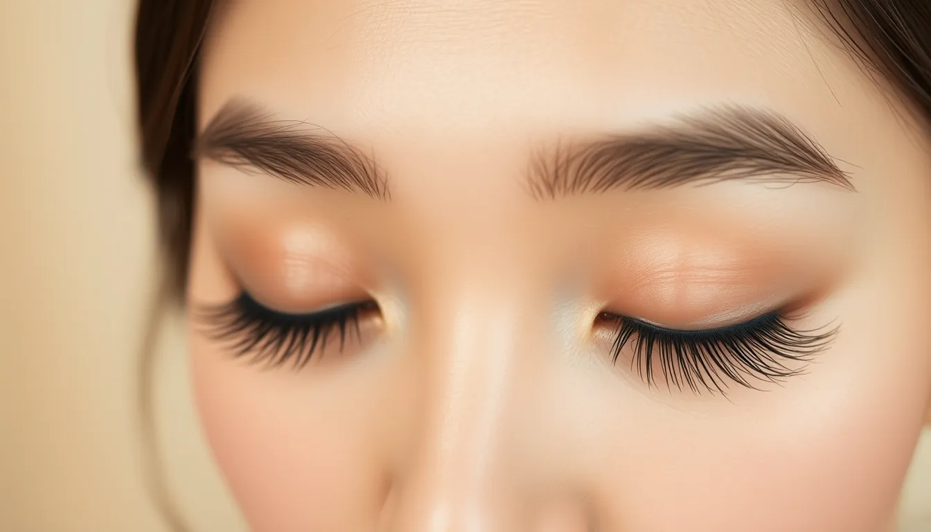 Close-up of natural eyelash extensions applied hand-by-lash at a professional eye lash studio in Singapore