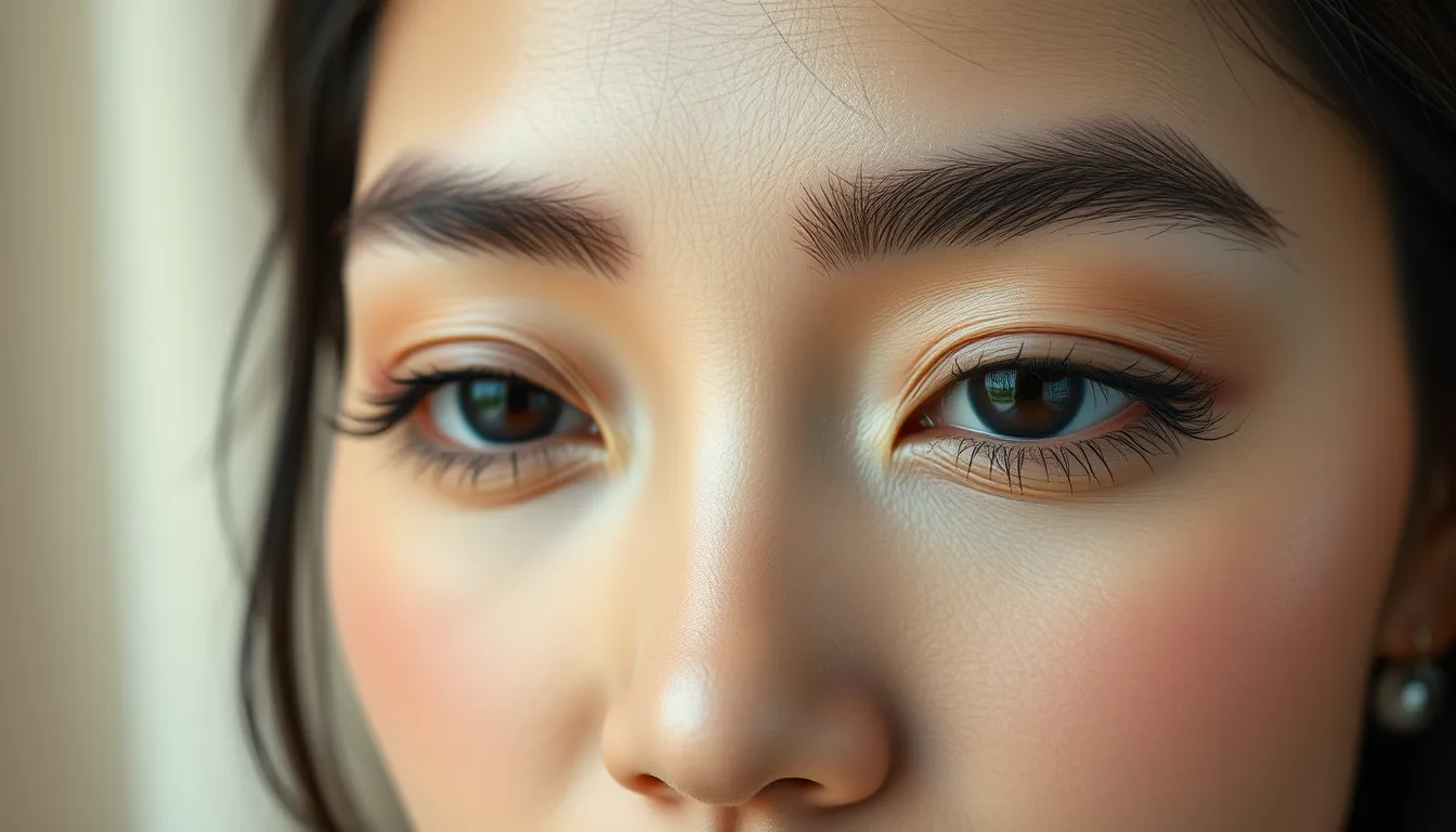 Natural eyelash extensions applied lash-by-lash on a Singapore woman, showing soft volume and precision placement at Serenity Beaute