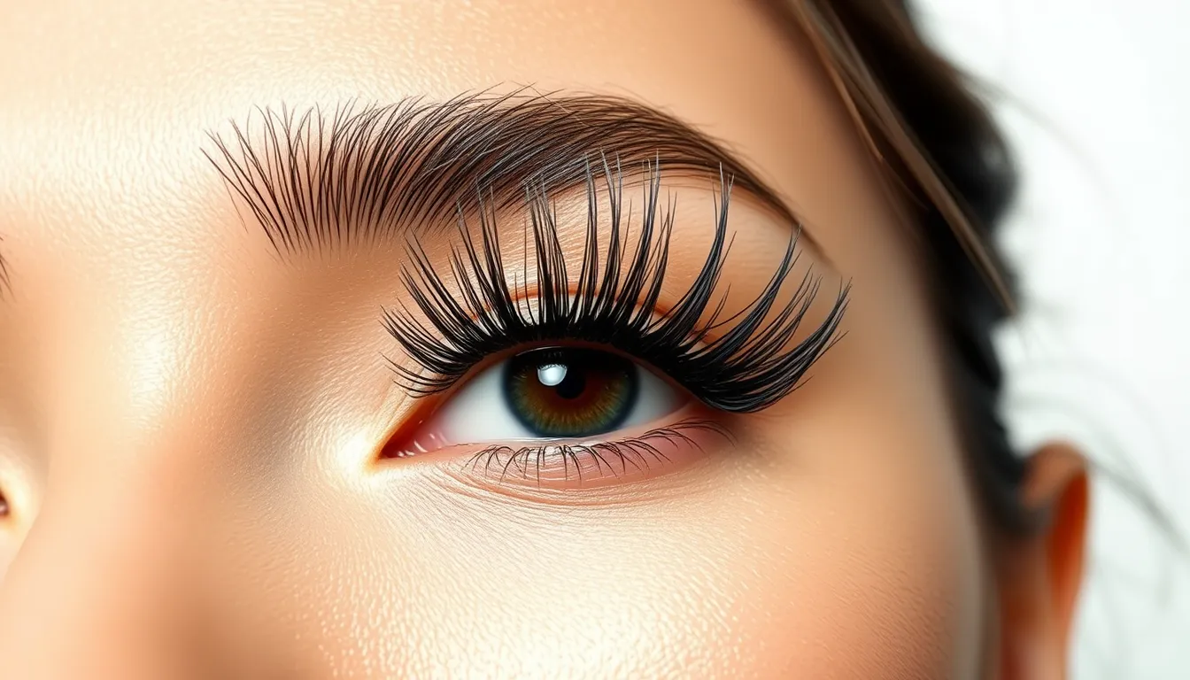 Close-up of full volume eyelash extensions on a Singaporean woman, showing dense, evenly fanned lashes applied hand-crafted lash-by-lash at Serenity Beauté Singapore
