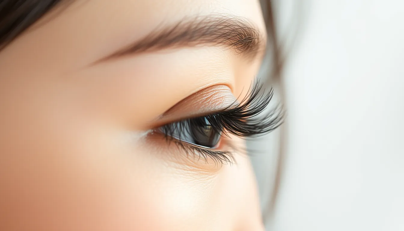 Close-up of natural-looking wispy volume lash design applied lash-by-lash at Serenity Beaute Singapore