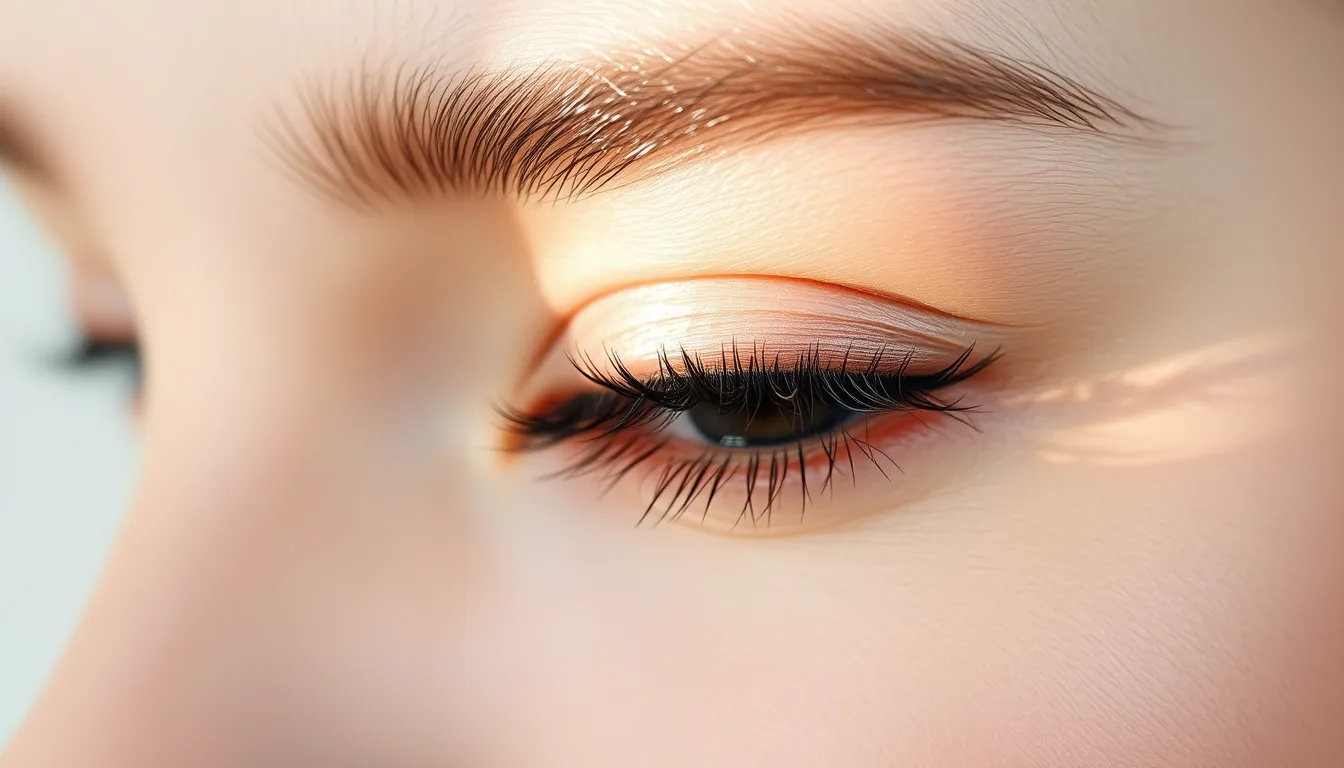 Close-up of a cat eye lash extension shape on an almond-shaped eye, showing precise lash mapping and natural-looking extensions
