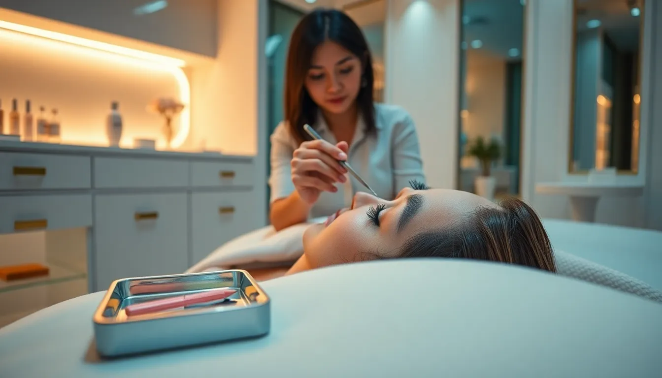 Lash extension application at Serenity Beaute studio near Tanjong Pagar MRT, International Plaza Singapore
